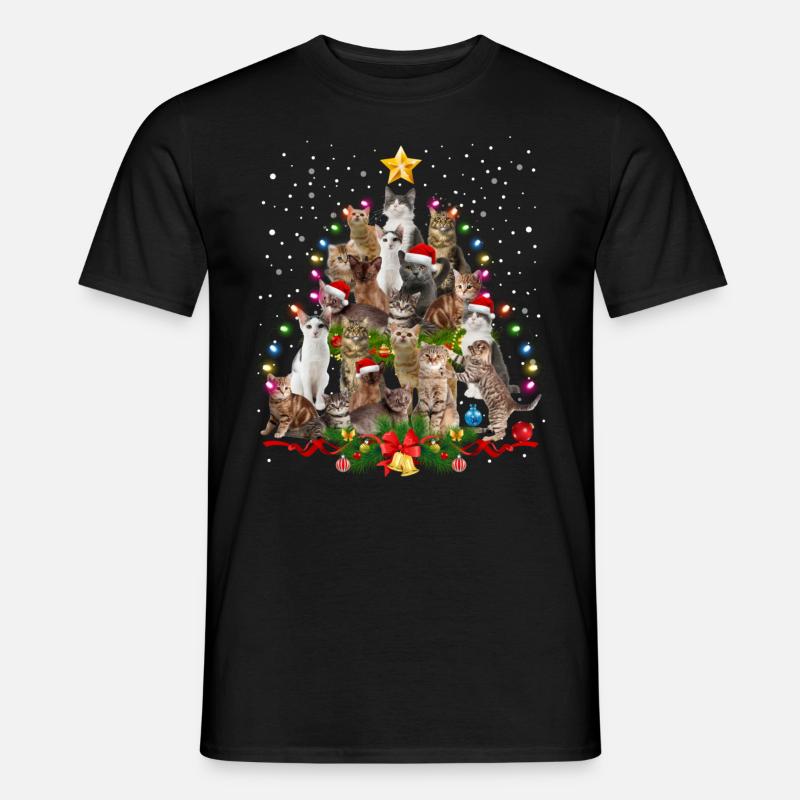 Weihnachtsbaum Katzen Weihnachten - Männer T-Shirt - Schwarz