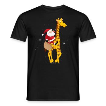 Noël, girafe, enfants, père noël - T-shirt homme - noir - Devant - AI Model Male 178 light (178cm)