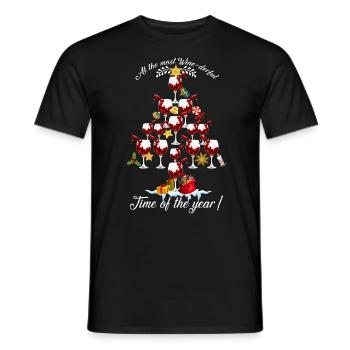 Arbre de Noël en verres pour buveurs de vin - T-shirt homme - noir - Devant - AI Model Male 178 light (178cm)