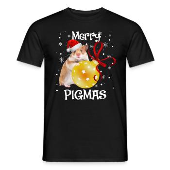 Hamster with Santa hat for Christmas - Men's T-Shirt - black - Front - AI Model Male 178 light (178cm)