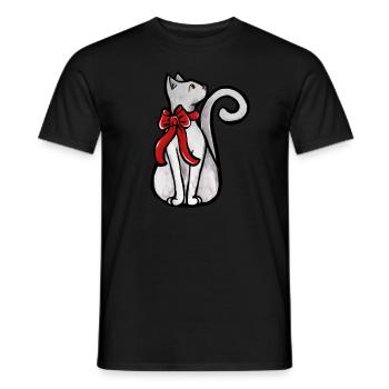 Weiße Weihnachtskatze - Männer T-Shirt - Schwarz - Vorne - AI Model Male 178 light (178cm)