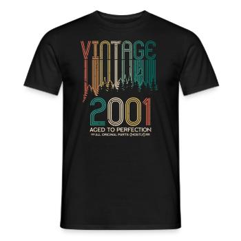 Vintage 2001 20e anniversaire cadeau de vingt ans - T-shirt homme - noir - Devant - AI Model Male 178 light (178cm)