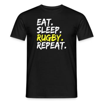 Eat Sleep Rugby Repeat Rugby Spieler Rugby Trainer - Männer T-Shirt - Schwarz - Vorne - AI Model Male 178 light (178cm)