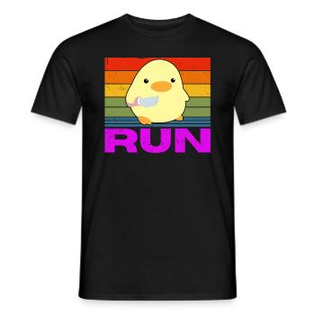 Race Run Duck with Knife Meme Funny Saying Fun - Men's T-Shirt - black - Front - AI Model Male 178 light (178cm)