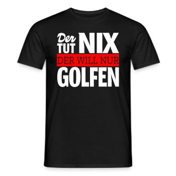 Der will nur Golfen Spruch Golfspieler Geschenk - Männer T-Shirt - Schwarz - Vorne - AI Model Male 178 light (178cm)