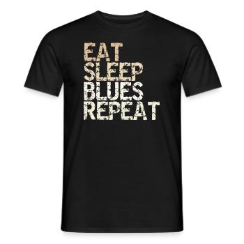 Eat Sleep Blues Repeat vintage Blues Musicians - Men's T-Shirt - black - Front - AI Model Male 178 light (178cm)