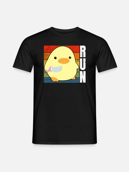 Wyścigi Run Duck z nożem Meme Funny Mówiąc Zabawa - T-shirt męski - czarny