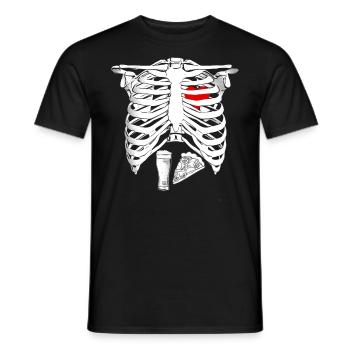 Papa squelette Halloween Bière Pizza Drôle - T-shirt homme - noir - Devant - AI Model Male 178 light (178cm)