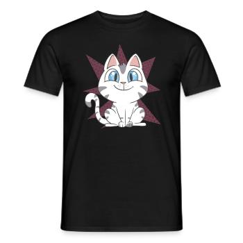 Cute Cat - Men's T-Shirt - black - Front - AI Model Male 178 light (178cm)