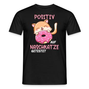 Naschkatze Katze Süßes getestet Positiv - Männer T-Shirt - Schwarz - Vorne - AI Model Male 178 light (178cm)