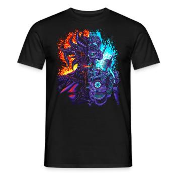 Robot vs Démon - T-shirt homme - noir - Devant - AI Model Male 178 light (178cm)