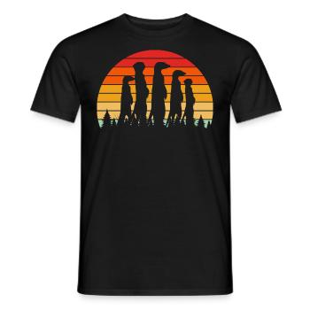Erdmännchen Zoo Safari Tier Retro - Männer T-Shirt - Schwarz - Vorne - AI Model Male 178 light (178cm)