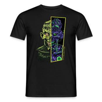Zombie vs. Robots - Men's T-Shirt - black - Front - AI Model Male 178 light (178cm)