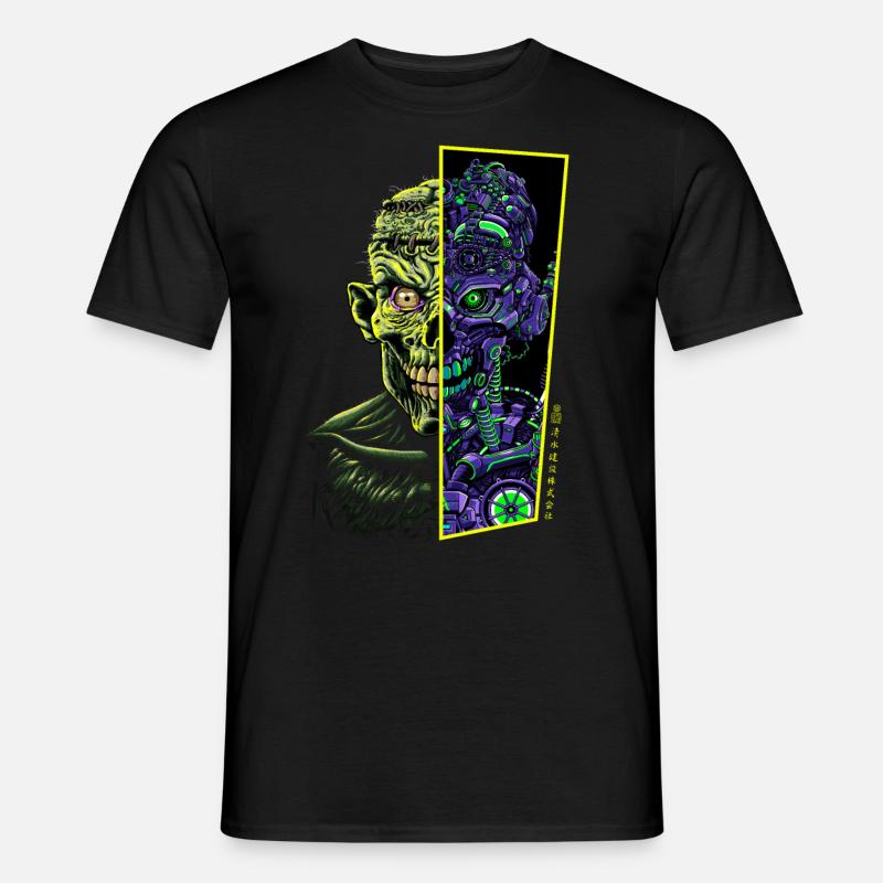 Zombie vs. Roboter - Männer T-Shirt - Schwarz