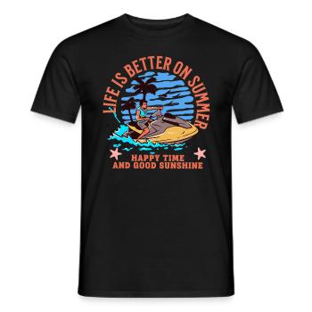 DAS LEBEN IST BESSER IM SOMMER - Männer T-Shirt - Schwarz - Vorne - AI Model Male 178 light (178cm)