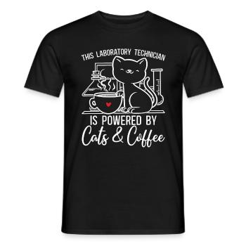 Laboratory Technician Cat Science Coffee Gift - Men's T-Shirt - black - Front - AI Model Male 178 light (178cm)