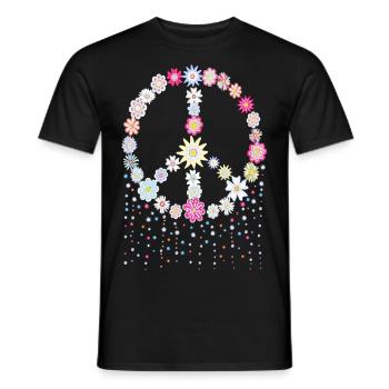 Flower Power Peace - Flower Rain - Men's T-Shirt - black - Front - AI Model Male 178 light (178cm)