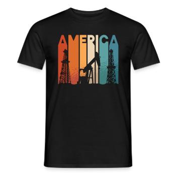 Oilfield Workers America Retro Oil Platform Workers - Men's T-Shirt - black - Front - AI Model Male 178 light (178cm)