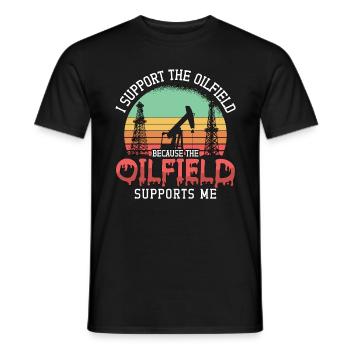 Oilfield workers I support Oilfield Plant Retro - Men's T-Shirt - black - Front - AI Model Male 178 light (178cm)