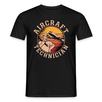 Aircraft Mechanic Aircraft Technician Aviation - Men's T-Shirt - black - Front - AI Model Male 178 light (178cm)