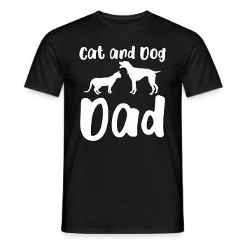Chat et chien Papa Chats Chiens Animaux de compagnie Chat et - T-shirt homme - noir - Devant - AI Model Male 178 light (178cm)