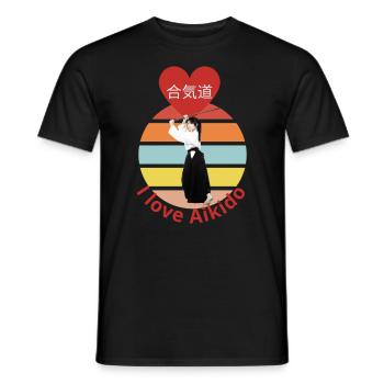 I love aikido - Men's T-Shirt - black - Front - AI Model Male 178 light (178cm)