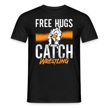 Catch Wrestling Free Hugs Lutteur Combat Grappling - T-shirt homme - noir - Devant - AI Model Male 178 light (178cm)