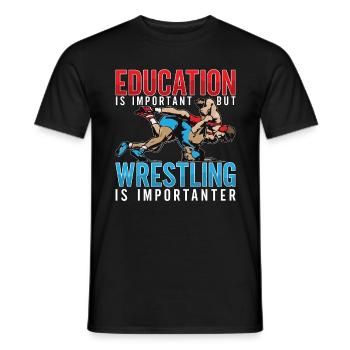 Catch Wrestling Education Is Important Wrestler - Men's T-Shirt - black - Front - AI Model Male 178 light (178cm)