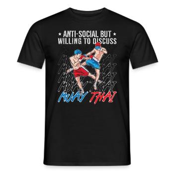 Muay Thai Anti-Social But Willing Fighter Boxing - Men's T-Shirt - black - Front - AI Model Male 178 light (178cm)