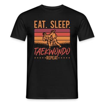 Taekwondo Eat Sleep Taekwondo Repeat Fighter Retro - Männer T-Shirt - Schwarz - Vorne - AI Model Male 178 light (178cm)