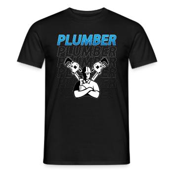 Plombier Outil Construction Plomberie Tuyauterie Plombiers - T-shirt homme - noir - Devant - AI Model Male 178 light (178cm)