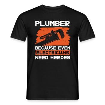 Plumber Because Even Electricians Plumbing Pipe - Men's T-Shirt - black - Front - AI Model Male 178 light (178cm)