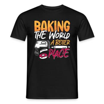 Baker Baking The World A Better Place Bakery Cake - Men's T-Shirt - black - Front - AI Model Male 178 light (178cm)