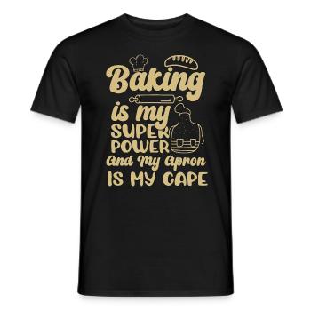 Baker Baking est mon superpouvoir gâteau de chef de boulangerie - T-shirt homme - noir - Devant - AI Model Male 178 light (178cm)