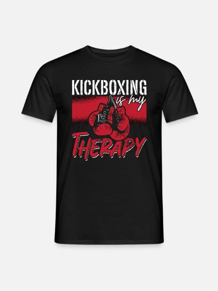 Kickboxing Is My Therapy Kickboxer Fighter Boxing - Men's T-Shirt - black
