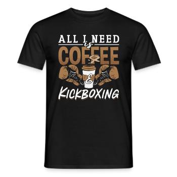 Kickboxing All I Need Is Coffee Kickboxer Fighter - Männer T-Shirt - Schwarz - Vorne - AI Model Male 178 light (178cm)