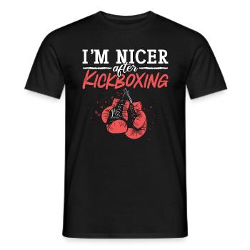 Je suis plus gentil après kickboxing Kickboxer Boxing Sport - T-shirt homme - noir - Devant - AI Model Male 178 light (178cm)