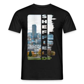 Sheffield England UK City Skyline Home Love - Men's T-Shirt - black - Front - AI Model Male 178 light (178cm)