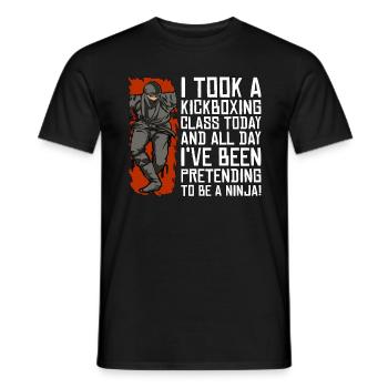 J’ai pris un cours de kickboxing kickboxer boxing fighter - T-shirt homme - noir - Devant - AI Model Male 178 light (178cm)