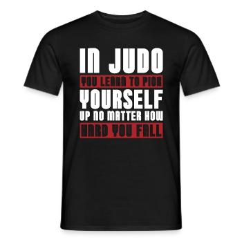 En Judo, vous apprenez le combat d’entraînement au karaté combattant - T-shirt homme - noir - Devant - AI Model Male 178 light (178cm)