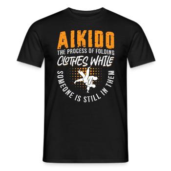 Aikido Le Processus Combattant Arts Martiaux Samouraï - T-shirt homme - noir - Devant - AI Model Male 178 light (178cm)