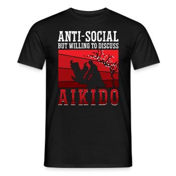 Aikido Anti-Social But Willing Fighter Samurai - Men's T-Shirt - black - Front - AI Model Male 178 light (178cm)
