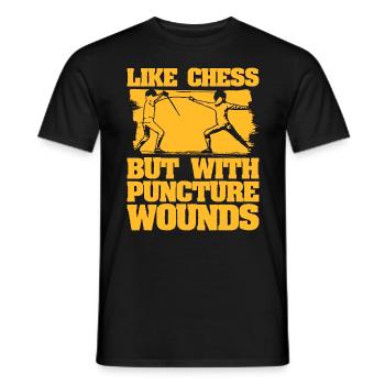 Fencing Like Chess But With Swordsman Sport Fencer - Men's T-Shirt - black - Front - AI Model Male 178 light (178cm)