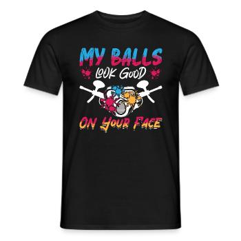 Paintball My Balls Look Splatter Paintball Player - Männer T-Shirt - Schwarz - Vorne - AI Model Male 178 light (178cm)