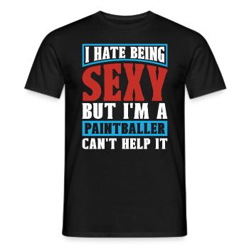 Paintball Je déteste être un joueur de tir sexy à l’arme à air comprimé - T-shirt homme - noir - Devant - AI Model Male 178 light (178cm)