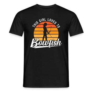 Bowfishing This Girl Loves Retro Fishing Bowfisher - Men's T-Shirt - black - Front - AI Model Male 178 light (178cm)