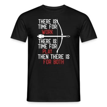 Chasse à l’arc Il y a du temps pour Bow Target Bowhunter - T-shirt homme - noir - Devant - AI Model Male 178 light (178cm)