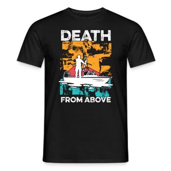 Bowfishing Dead From Above Retro Fishing Bowfisher - Men's T-Shirt - black - Front - AI Model Male 178 light (178cm)