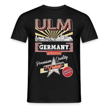 Ulm Deutschland Stadt Skyline Vintage Retro - Männer T-Shirt - Schwarz - Vorne - AI Model Male 178 light (178cm)