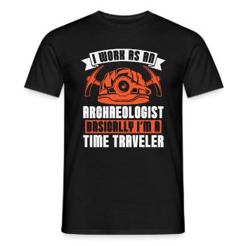 Archaeology I Work As Fossil Digging Archaeologist - Men's T-Shirt - black - Front - AI Model Male 178 light (178cm)